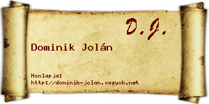 Dominik Jolán névjegykártya